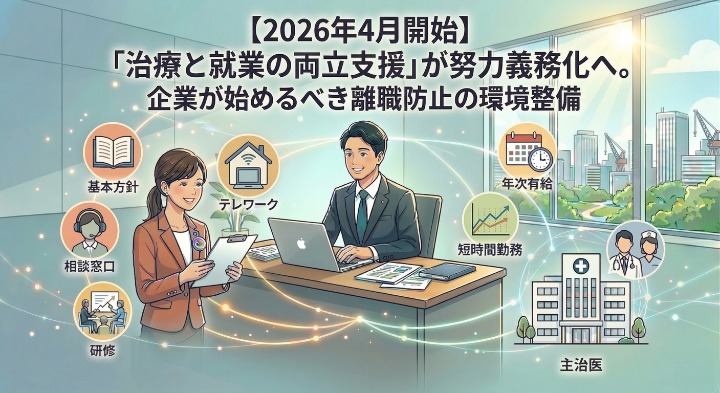 【2026年4月開始】「治療と就業の両立支援」が努力義務化へ。企業が始めるべき離職防止の環境整備